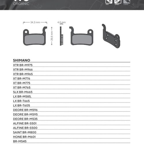 BRENTA BRZDOVÉ OBLOŽENIE NA BICYKEL ORGANICKÉ MTB / CESTNÉ POLOMETALICKÉ VHODNÉ AVID CODE (2011-2014) CODE R, SRAM CODE RSC / R (2017), GUIDE RE (VŠETKY TYPY DISKOV) BR123