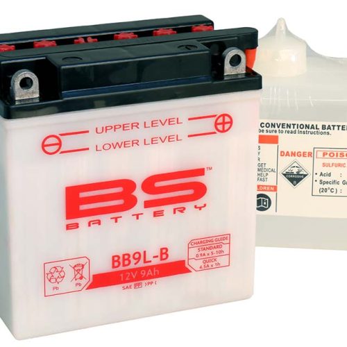 BS BATTERY BATÉRIA BS BB9L-B (YB9L-B) (12N9-3B) 12V 9AH 135X75X139 OPRAVITEĽNÝ – ELEKTROLYTOVÝ SAMOSTATNÝ (115A) (6) EU2019/1148