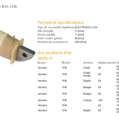 DZE ELEKTRYKA DZE VINUTIE CIEVKY YAMAHA YFM 80 RAPTOR/GRIZZLY ’02-’08 (5G3-85520-M1) (390 OHM)