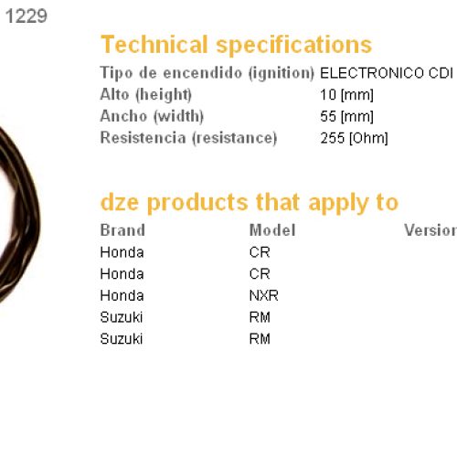 DZE ELEKTRYKA DZE BUDIACA CIEVA (2KS = SADA) HONDA CR125/250 81-83, SUZUKI RM125 81-88