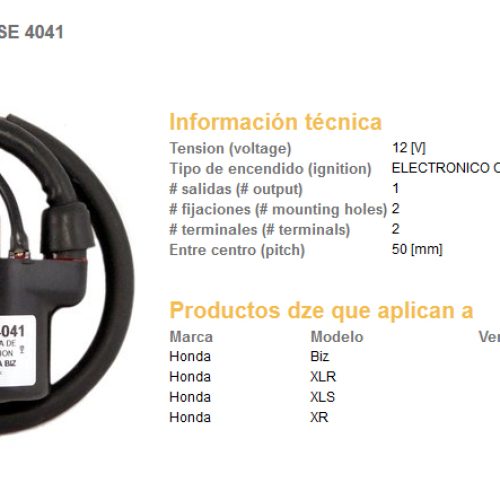 DZE ELEKTRYKA DZE ZAPAĽOVACIA CIEVKA HONDA XLR125, XL125S (30500-KRH-305)