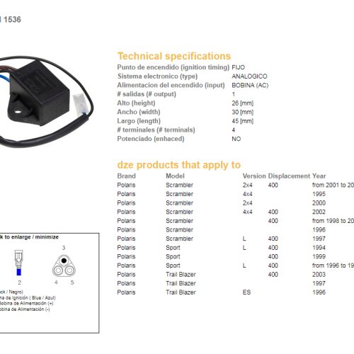 DZE ELEKTRYKA DZE ZAPAĽOVACÍ MODUL CDI POLARIS Scrambler 400 95-02, SPORT 400, TRAIL BLAZER 400