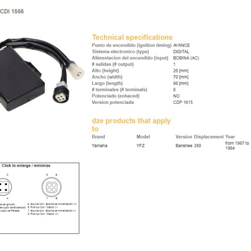 DZE ELEKTRYKA DZE ZAPAĽOVACÍ MODUL CDI YAMAHA YFZ350 BANSHEE 87-94 MULTIMAPA