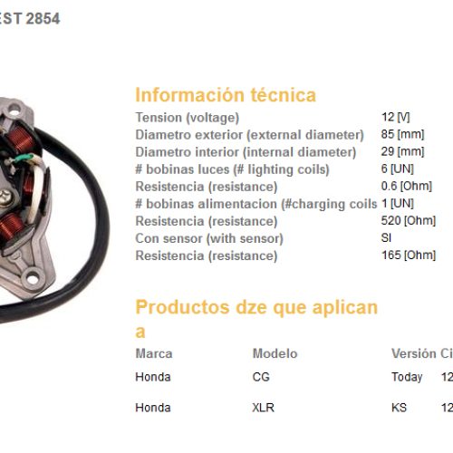 DZE ELEKTRYKA DZE ALTERNÁTOR CIEvka STATOR HONDA XLR125 97-00, CG125 91-98 (OEM-31120-KFC-901)