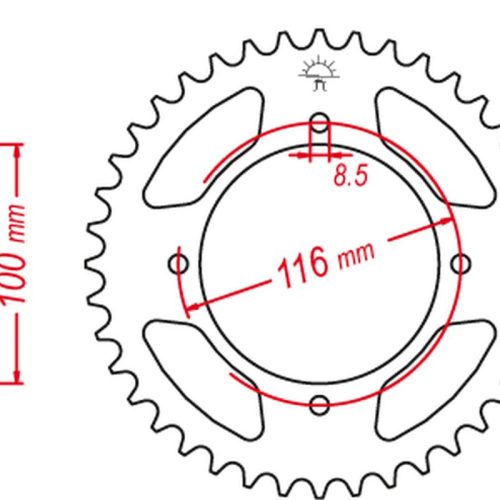 GROSSKOPF ŠPECIÁLNE ZADNÉ OZNAČENIE HLINÍKOVÉ STRIEBORNÉ 467 51 KAWASAKI KX 80 ’98-’00, KX 85 ’01-’20, KX 100 ’00-’21 (JTR461.51) (REŤAZ 420)