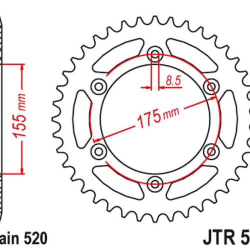 JT OZUBENÉ KOLESO ZADNÝ 1503 46 HUSQVARNA 125/250 WRK ’88-89′, CAGIVA 125/250 WMX ’85-88′ (150346JT) (REŤAZ.520)