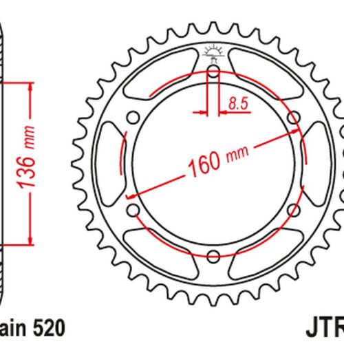 JT OZUBENÉ KOLESO ZADNÉ 3552 39 APRILIA ETX 125 ’84 BMW G310 R ’16-’20 (-1) (355239JT) (REŤAZ 520)