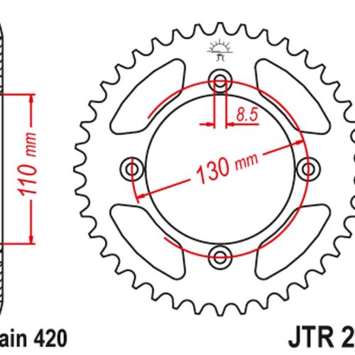 JT OZUBENÉ KOLESO ZADNÁ 4306 50 HLINÍKOVÁ RACELITE HONDA CR 80/85 (430650JTA) (REŤAZ 420) ČIERNA FARBA