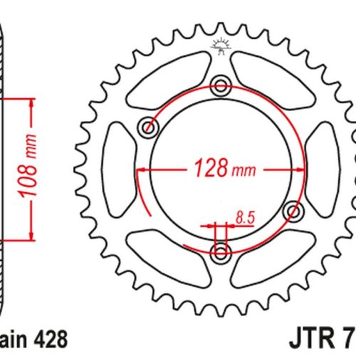 JT OZUBENÉ KOLESO ZADNÝ 4488 51 KAWASAKI KLX 125 ’03-06, SUZUKI DR-Z 125 ’03-20 (448851JT) (REŤAZ 428)