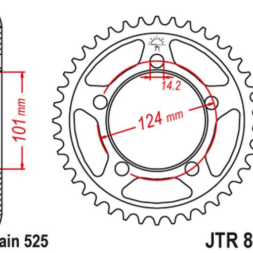 JT OZUBENÉ KOLESO ZADNÁ 4508 38 KTM 990 SUPERDUKE/R ’05-12 1190 RC8/R ’10-15 (450838JT) (STD.38) (REŤAZ 525) ČIERNA