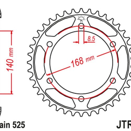 JT OZUBENÉ KOLESO ZADNÉ 4550 42 BMW F800R (8,5 MM OTVOR NA SKRUTU) (455042JT) (REŤAZ 525) ČIERNA