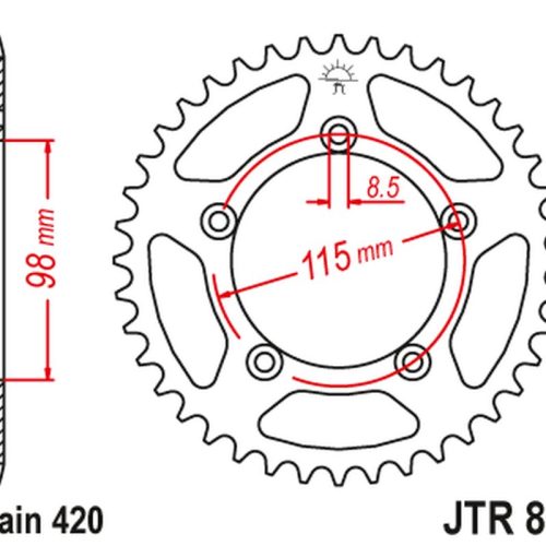 JT OZUBENÉ KOLESO ZADNÝ 4552 48 KTM SX 60/65 ’98-’21 (455248JT) (420 REŤAZ) ČIERNA