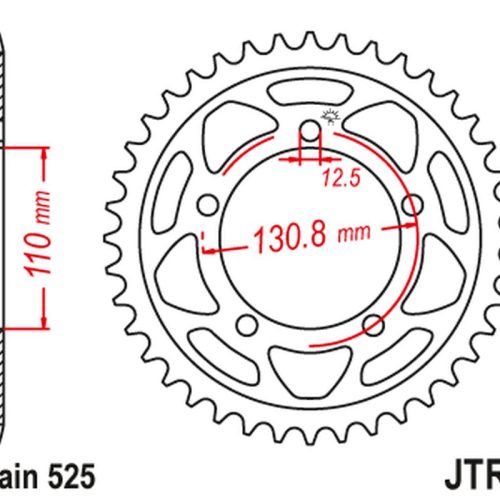 JT OZUBENÉ KOLESO ZADNÁ 4585 44 BMW S 1000 RR ’09-’11 (JTR7.44)* (REŤAZ 525) ČIERNA