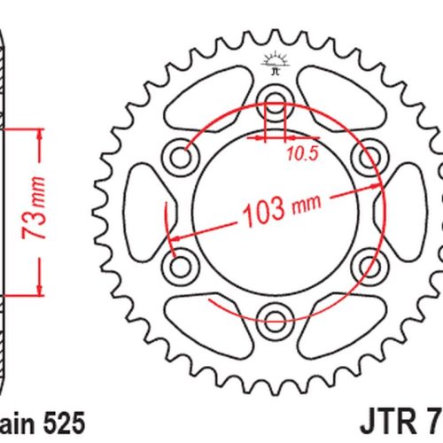 JT OZUBENÉ KOLESO ZADNÁ 4731 43 DUCATI MULTISTRADA 950′ 17-20 (473143JT) (REŤAZ 525)