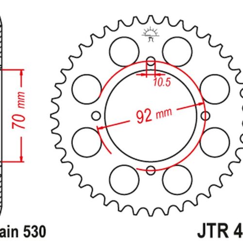 JT OZUBENÉ KOLESO ZADNÝ 476 33 KAWASAKI GPZ 250 ’83-85′, Z 250/400/440/500/550 ’78-85′ (47633JT) (REŤAZ.530)