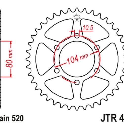 JT OZUBENÉ KOLESO ZADNÝ 478 38 KAWASAKI ZX6R (05-17), Z750 (47838JT) (520 REŤAZ) NA OBJEDNÁVKU