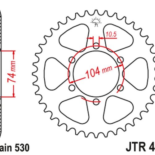 JT OZUBENÉ KOLESO ZADNÝ 481 40 KAWASAKI Z 400/550 ’80-83′, Z 650 ’79’, KH 500 ’72-75′ (48140JT) (REŤAZ.530)