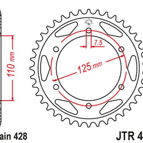 JT OZUBENÉ KOLESO ZADNÁ 485 46 GILERA 125 KK/KZ ’06-89′, 125 PUMA ’01’ (48546JT) (REŤAZ.428)