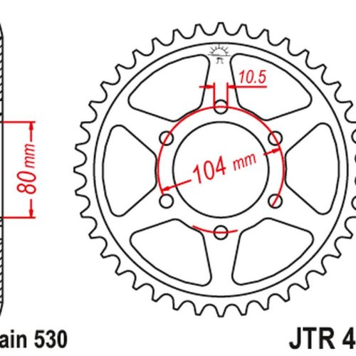 JT OZUBENÉ KOLESO ZADNÝ 488 47 KAWASAKI ZX 12R ’00-’05 (+1), ZXR 750 H2 ’90 (+1) (48847JT) (REŤAZ 530)