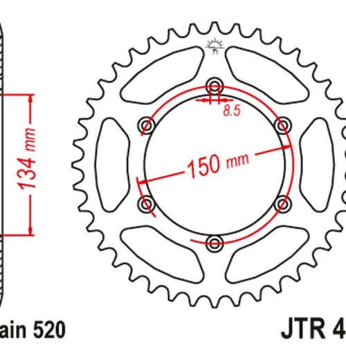 JT OZUBENÉ KOLESO ZADNÁ 489 46 ALUMINIUM RACELITE KAWASAKI KX/KXF ’84-20 (48946JT) (REŤAZ 520) ČIERNA