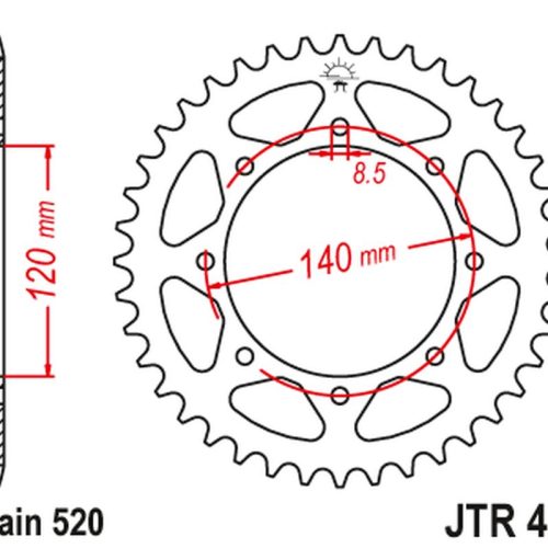 JT OZUBENÉ KOLESO ZADNÉ 491 45 KAWASAKI KLE 500 ’97-’05 (-1), KLE 500’06-’07 (+1) (49145JT) (REŤAZ 520)