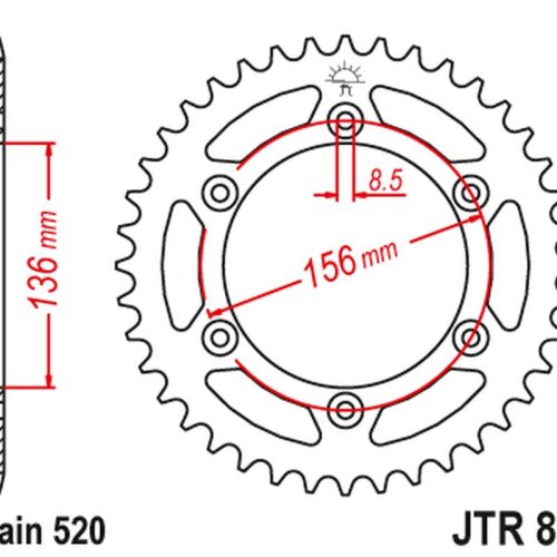 JT OZUBENÉ KOLESO ZADNÝ 702 42 PLYN PLYN 400/450 SM ’03-04, 450/515 SM ’09, HUSQVARNA SMR 450/SM 510 ’05-10, TE 630 ’10-12 (70242 520) (REŤAZ)