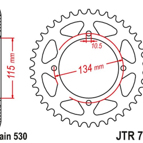 JT OZUBENÉ KOLESO ZADNÁ 711 48 CAGIVA ELEFANT 650/750 ’85-89′, DUCATI 650/750 INDIANA CUSTOM ’87-90′ (71148JT) (REŤAZ.530)