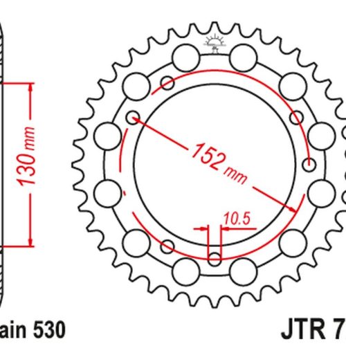 JT OZUBENÉ KOLESO ZADNÁ 713 46 CAGIVA ELEFANT 750/900 ’90-98′, GRAND CANYON 900 ’99’ (71346JT) (REŤAZ.530)