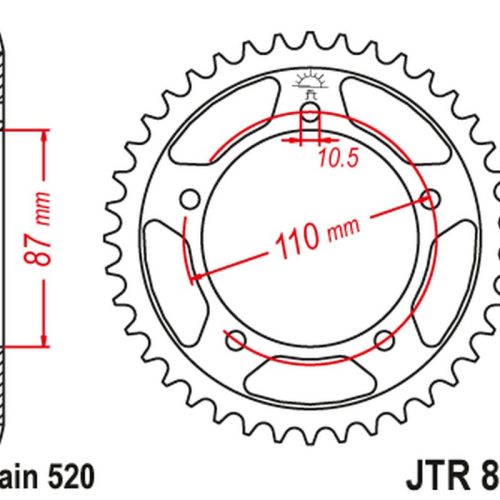 JT OZUBENÉ KOLESO ZADNÝ 795 41 SUZUKI GS 400E, (STD.-1) SV 400 (STD.-4) (79541JT) (REŤAZ. 520) NA ŽIADANIE