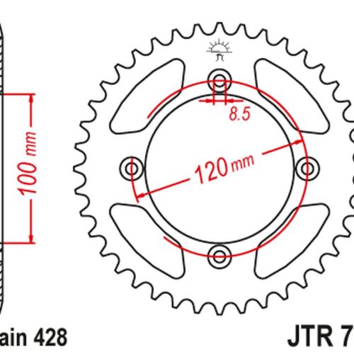 JT OZUBENÉ KOLESO ZADNÁ 798 48 SUZUKI RM 80/85 ’83-20, YAMAHA YZ 85 ’02-20 (79848JT) (REŤAZ 428) ČIERNA FARBA