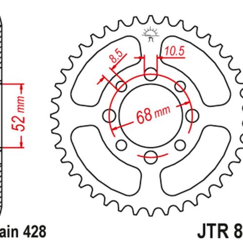 JT OZUBENÉ KOLESO ZADNÝ 802 32 SUZUKI SHOGUN 110, GT 80’81-82, DS 80/JR 80’80-03 KAWASAKI KM 100’78-82, KD 100’76-79, KC 100’80-106, KH’67 83 (80232JT) (REŤAZ 428)