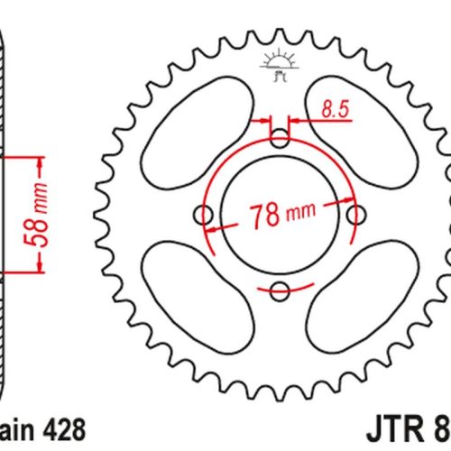 JT OZUBENÉ KOLESO ZADNÝ 810 43 SUZUKI GS 125 ’83-00 (81043JT) (REŤAZ 428)