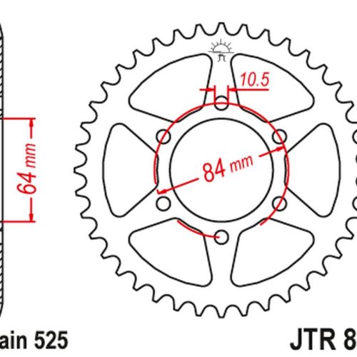 JT OZUBENÉ KOLESO ZADNÝ 812 41 SUZUKI GT 250 ’73-77, TS 250 ’73-75 (81241JT) (REŤAZ 525)