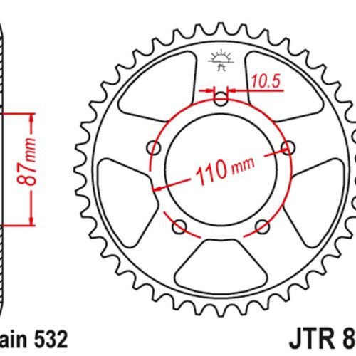 JT OZUBENÉ KOLESO ZADNÝ 821 46 SUZUKI GSX-R 1100 ’86-88 (82146JT) (REŤAZ 532)