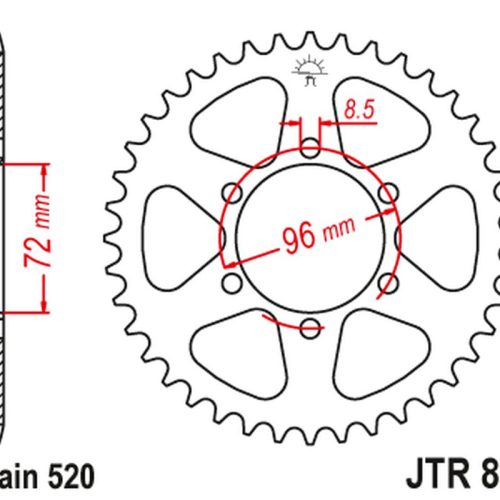 JT OZUBENÉ KOLESO ZADNÉ 829 42 SUZUKI DR 250 ’82-87, SP 250 ’82-85, DR 370 ’78-79, SP 370 ’77-82 (82942JT) (520 ŁANC.)