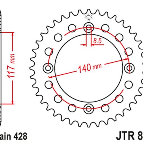 JT OZUBENÉ KOLESO ZADNÁ 831 46 YAMAHA YZ 80L/S ’84, ’86-92 (83146JT) (REŤAZ 428)