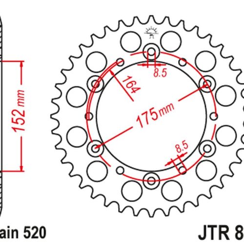 JT OZUBENÉ KOLESO ZADNÁ 856 40 ALUMINIUM RACELITE YAMAHA YZ/YZF ’88-’98 (85640JTA) (REŤAZ 520) ČIERNA FARBA