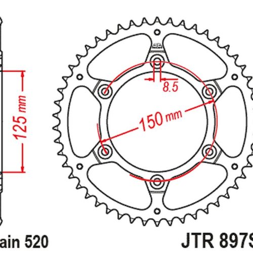 JT OZUBENÉ KOLESO ZADNÁ 899 42 KTM EXC/SX/EXC-F 200/250/300/400/450/530 ULTRALITNÉ SAMOČISTENIE (89942JT) (REŤAZ 520)