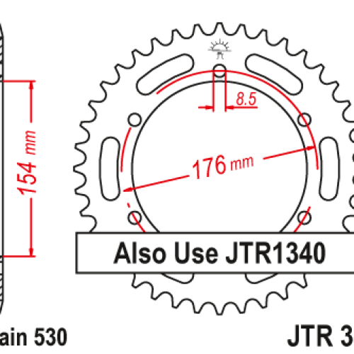 JT OZUBENÉ KOLESO JT ZADNÉ OZUBENÉ KOLO 4434 43 HONDA VFR750, VFR800 V-TEC ’02-’14, VFR800X CROSSRUNNER ’11-’15 (JTR343.43)* (REŤAZ 530) – NAHRADENÉ ZA JTR3340.