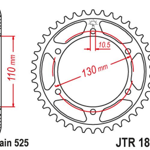 JT OZUBENÉ KOLESO ZADNÁ 4285 42 YAMAHA YZF-R7 ’22-’23, MT-10 (MTN1000) ’22-’23 (428542JT) (REŤAZ 525)