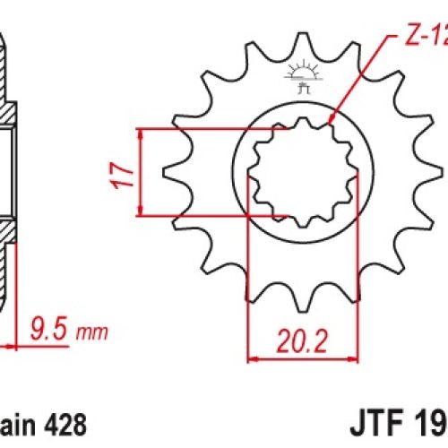 JT OZUBENÉ KOLESO PREDNÁ 2084 13 KTM SX 85 04-17 (208413JT) (REŤAZ 428)