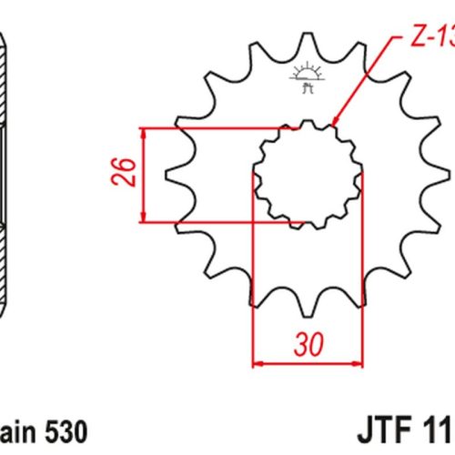 JT OZUBENÉ KOLESO FRONT 2090 17 S GUMY TRIUMPH DAYTONA 955/SPRINT ST/SPRINT GT (209017JTRB) (REŤAZ 530)