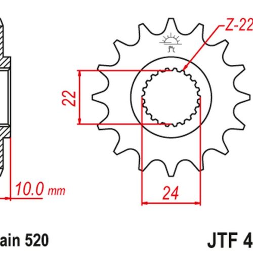 JT OZUBENÉ KOLESO PREDNÁ 402 16 S GUMOU BMW F 650 ’94-’15, APRILIA PEGASO 650 ’98-’04 (40216JTRB) (REŤAZ 520)