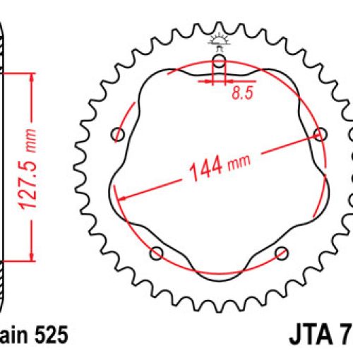 JT OZUBENÉ KOLESO ZADNÁ 4320 39 HLINÍKOVÁ DUCATI 796/848/1100 (432039JT) (REŤAZ 525) ČIERNA