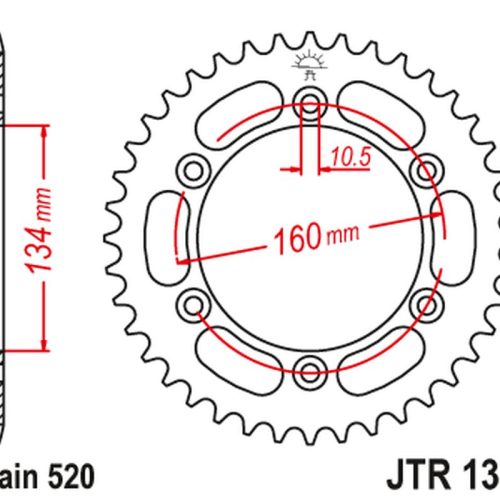 JT OZUBENÉ KOLESO ZADNÁ 4400 43 HLINÍKOVÁ HONDA CBR 600/900/929/954/1000 (440045JTA) (REŤAZ 520) ČIERNA FARBA