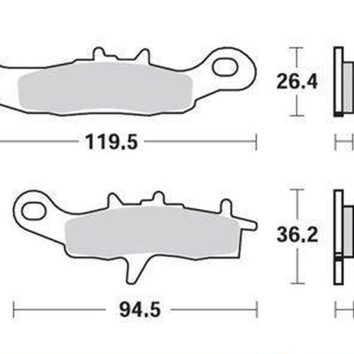 SIFAM KYOTO  BRZDOVÉ OBLOŽENIE KH258 / KH349 KAWASAKI KX 80/85/100 ’97-20, SUZUKI RM 85 ’05-20 PREDNÉ, KAWASAKI KFX 450R 08-14, KVF 650 F305 BRUTRON FORT