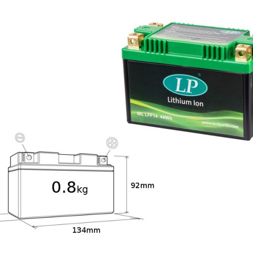 LANDPORT LIFEPO4 LFP14 (134X65X92) LÍTIUM-IÓNOVÁ BATÉRIA (YTZ10S, YTZ12S, YTZ14S) (48WH) (HMOTNOSŤ 800G) (4)