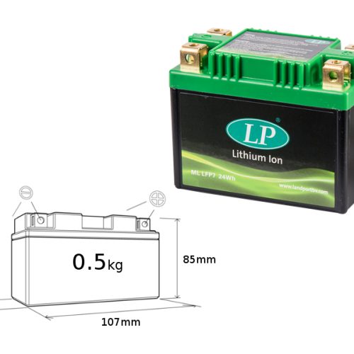 LANDPORT LIFEPO4 LFP7 (107X56X85) LÍTIUM-IÓNOVÁ BATÉRIA (YTZ5S, YTX7LBS, YB7LB) (24WH) (HMOTNOSŤ 500G) (8)