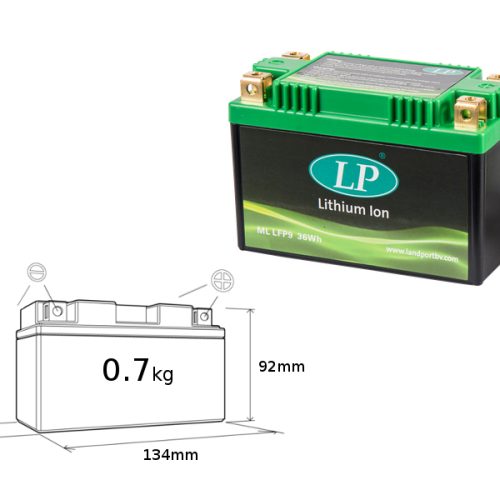 LANDPORT LIFEPO4 LFP9 (134X65X92) LÍTIUM-IÓNOVÁ BATÉRIA (YTX9BS, YT9B4, YT7B4, YT9BBS,YT7BBS) (36WH) (HMOTNOSŤ 700G) (4)