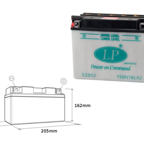 LANDPORT BATÉRIA Y50-N18L-A2 12V 20AH 206X91X164 ÚDRŽBA – BEZ ELEKTROLYTU (G50N18LA2) (5)